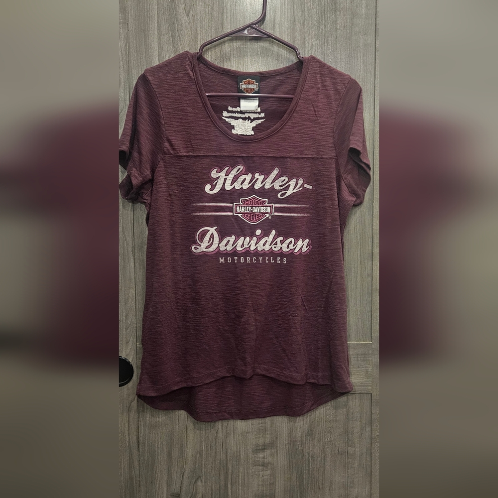 Womens‎ Harley Davidson Stusrt FL Plum Colored Short Sleeve Top